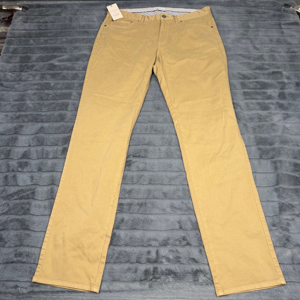 Peter Millar Crown 5-Pocket Pants Khaki Cotton Modal Stretch ME0B39 Mens 34 x 32